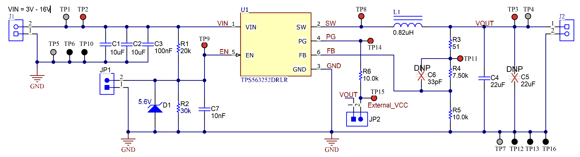 TPS563252EVM Schematic Diagram